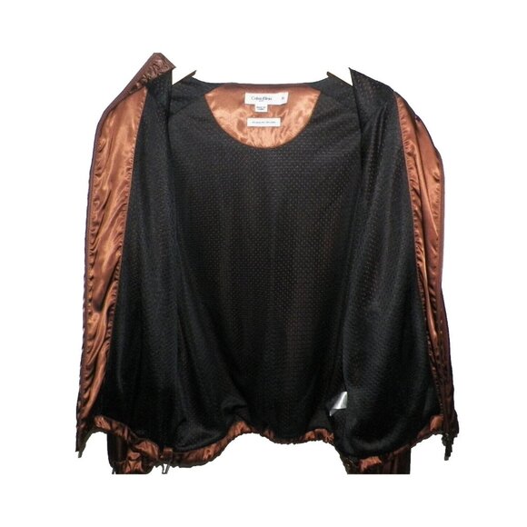 Women's M Calvin Klein Golf Brown Satin Windbreaker Jacket - Picture 5 of 9